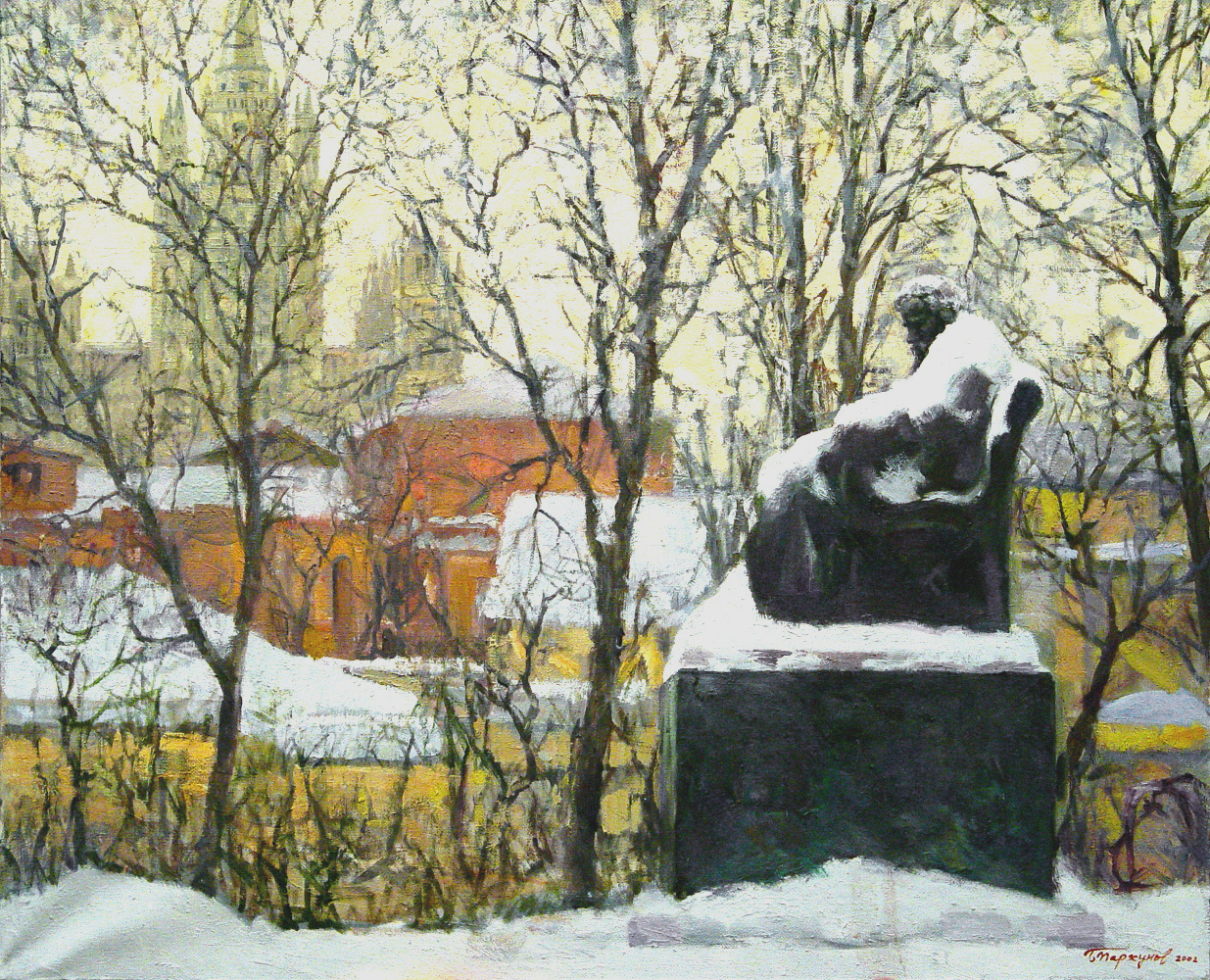 Moscow in the snow (Tolstoy monument)