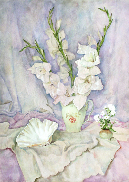 White gladioluses